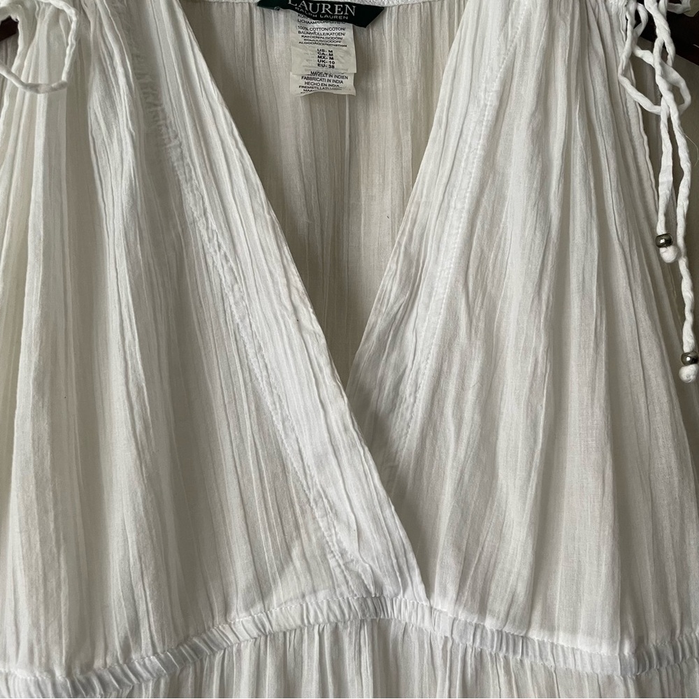 Lauren Ralph Lauren 100% Cotton Mini Dress Costal Cowgirl Beach Bridal SZ M - Picture 4 of 8